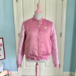 NWT Blackmilk Barbie Pastel Pink and Gold Bomber Jacket